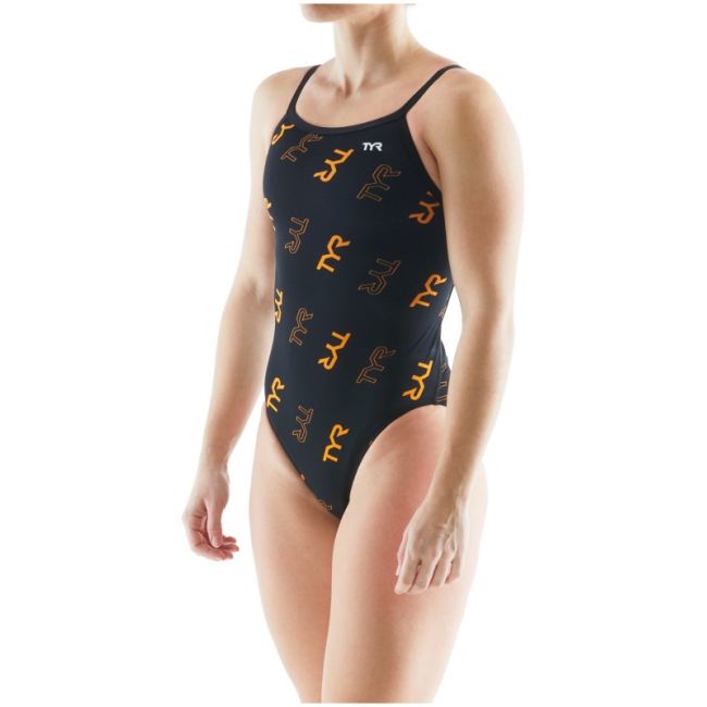 TYR - costum baie intreg pentru femei Cascading Diamondfit - negru auriu