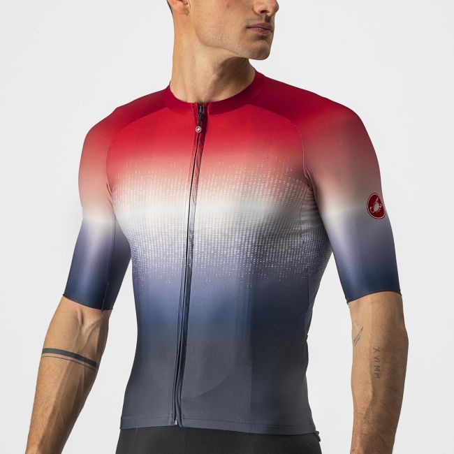 Castelli - Tricou ciclism barbati, maneca scurta Aero Race 6.0 - Rosu Alb Bleumarin