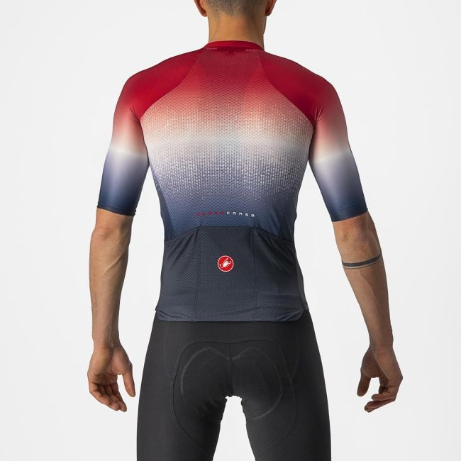 Castelli - Tricou ciclism barbati, maneca scurta Aero Race 6.0 - Rosu Alb Bleumarin