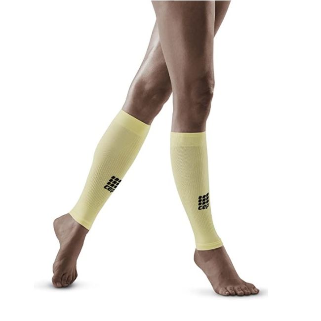 CEP - Compresie gamba femei Calf Sleeves - galben deschis lamaie negru