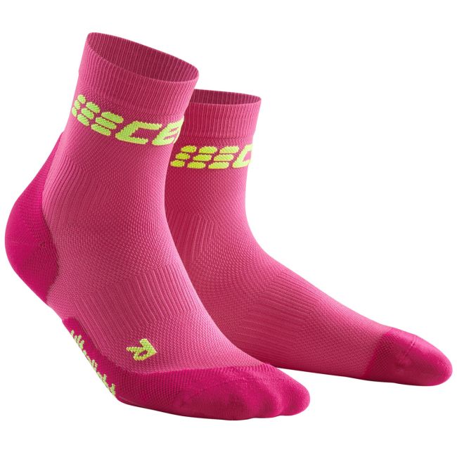 CEP - Sosete scurte compresie 16cm pentru femei Short ultralight Socks - roz electric verde