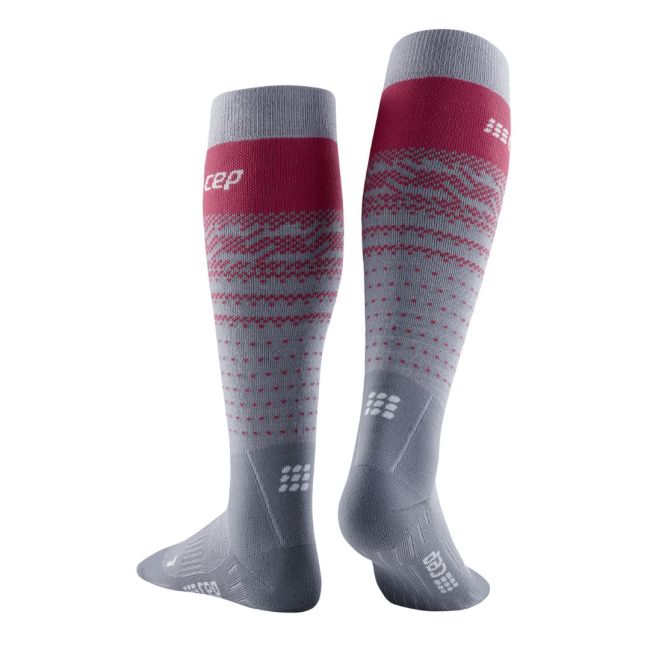 CEP - Sosete ski thermo lungi pentru femei Ski Thermo Merino Socks - gri rosu inchis