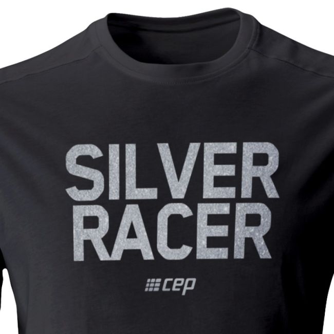 CEP Tricou alergare  femei Brand metalized Run shirt - negru argintiu