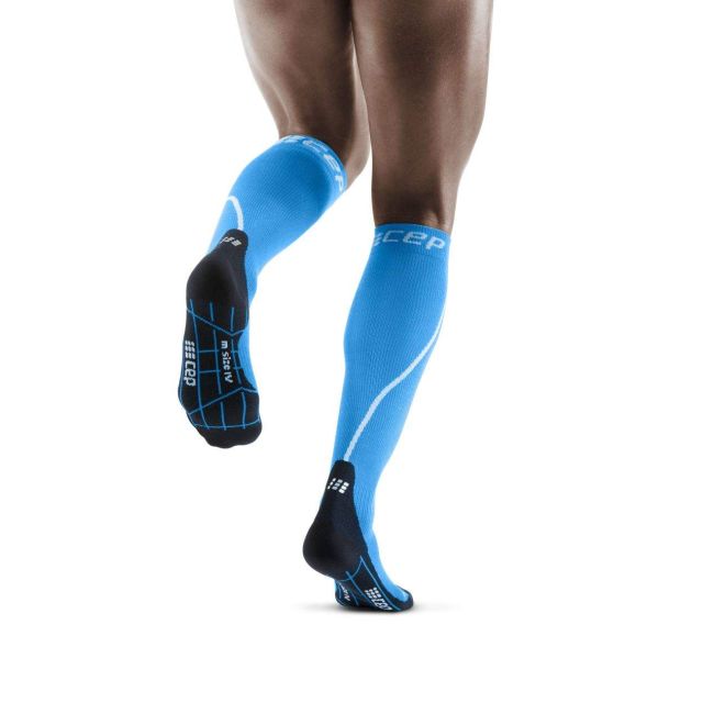 CEP - Sosete de compresie pentru barbati alergare iarna Winter Run Socks - albastru electric negru