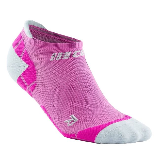 CEP - Sosete de compresie pentru femei model sub glezna No Show Ultralight - roz gri deschis