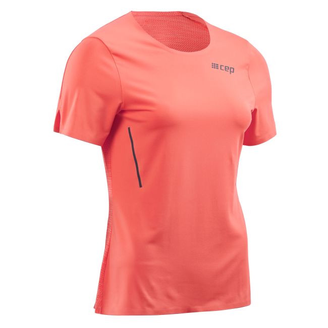 CEP - tricou alergare cu maneci scurte pentru femei Run Shirt Short Sleeve - portocaliu deschis coral