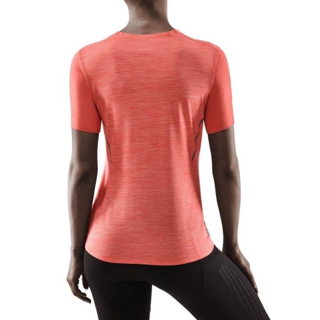 CEP - tricou alergare cu maneci scurte pentru femei Run Shirt Short Sleeve - portocaliu deschis coral