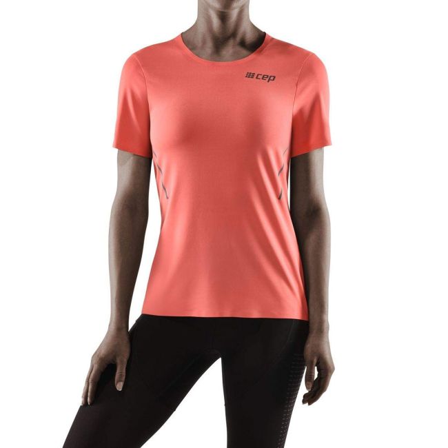 CEP - tricou alergare cu maneci scurte pentru femei Run Shirt Short Sleeve - portocaliu deschis coral
