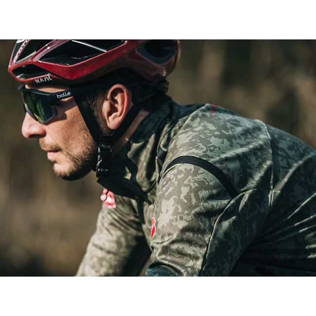 Castelli - Jacheta ciclism vreme rece si vant, maneca lunga Perfetto Ros LS jacket - camuflaj gri negru albastru rosu