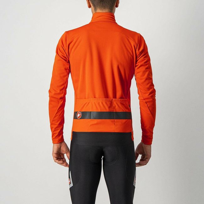 Castelli - jacheta ciclism iarna pentru barbati Raddoppia 3 jacket - portocaliu fiery Negru Reflex