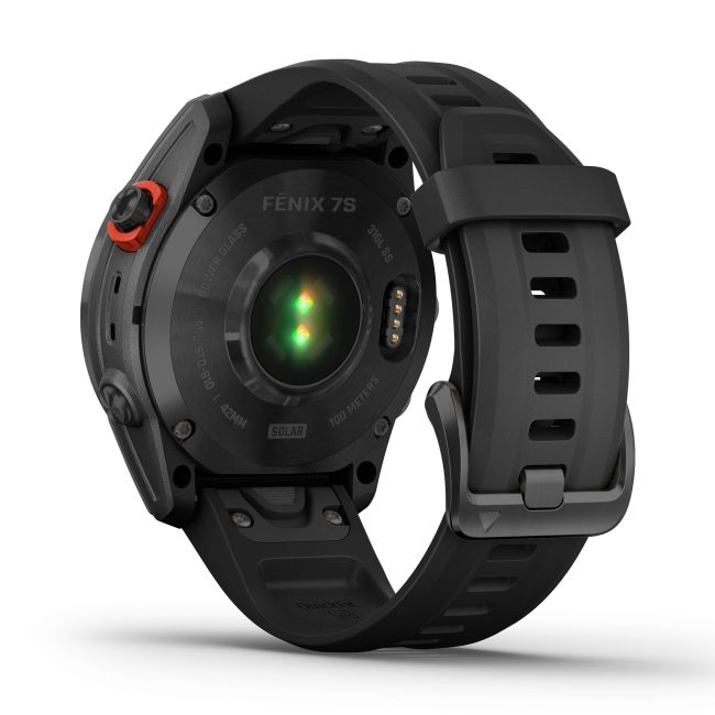 Garmin - fenix 7s Solar ceas multisport cu GPS - ramă gri închis si curea din silicon neagră