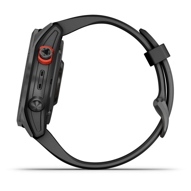 Garmin - fenix 7s Solar ceas multisport cu GPS - ramă gri închis si curea din silicon neagră