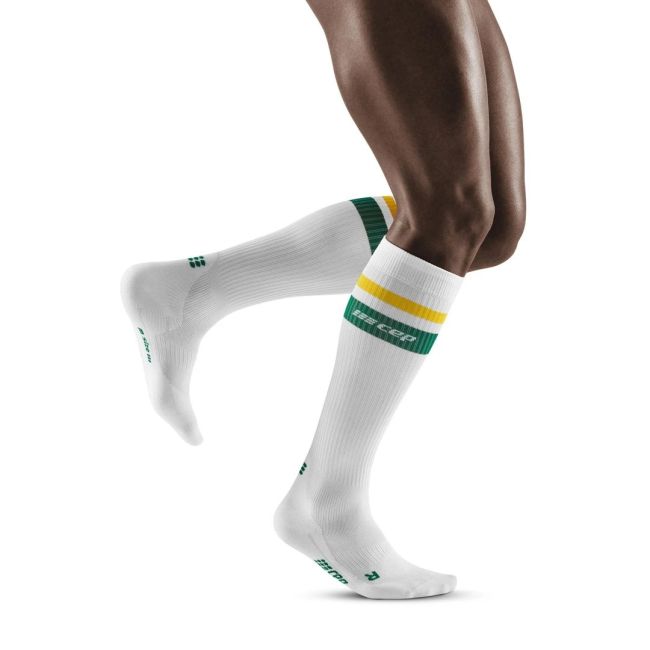 CEP - Sosete de compresie pentru barbati 80's men socks - alb verde galben