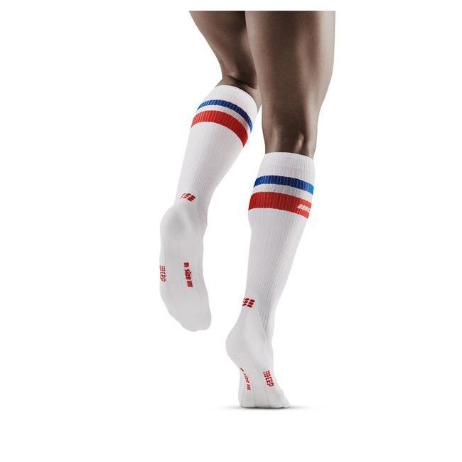 CEP - Sosete de compresie pentru femei 80's women socks - alb rosu albastru