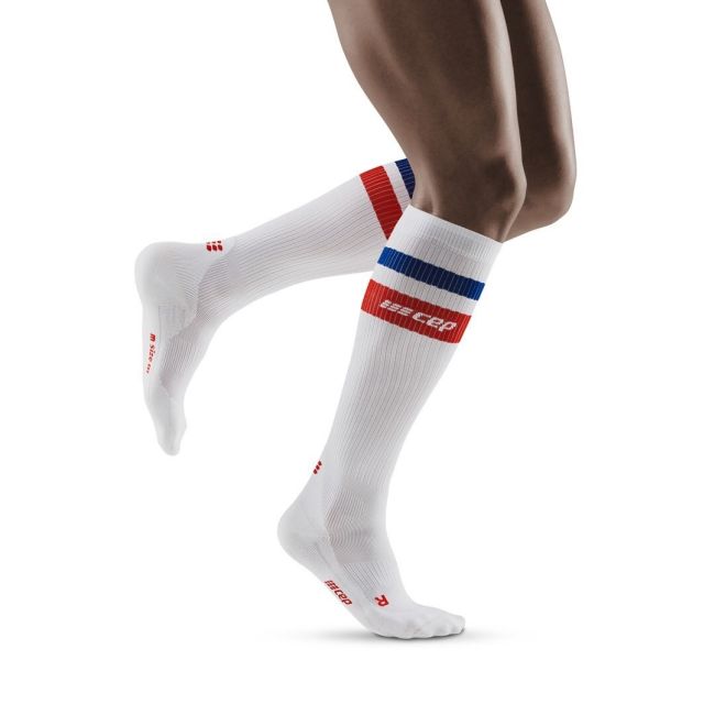 CEP - Sosete de compresie pentru femei 80's women socks - alb rosu albastru