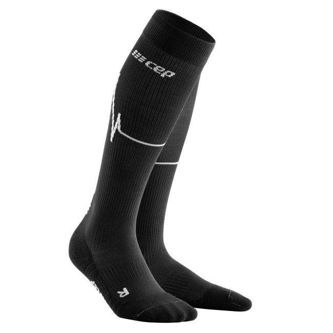 CEP - Sosete de compresie pentru femei Heartbeat Woman Tall comp  - negru alb dark clouds