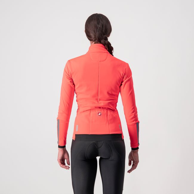 Castelli Dinamica - jacheta ciclism pentru femei cu Gore-Tex Infinium - roz cu elemente reflectorizante
