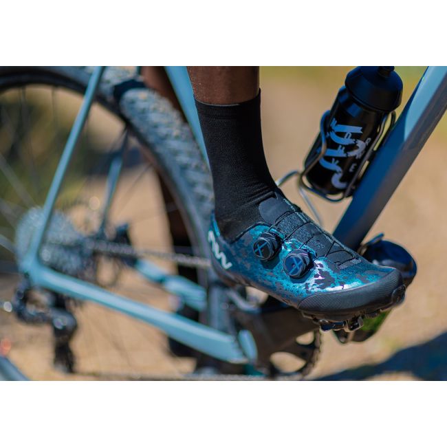 Northwave Rebel 3 - pantofi pentru ciclism MTB XC - albastru verde irizat negru