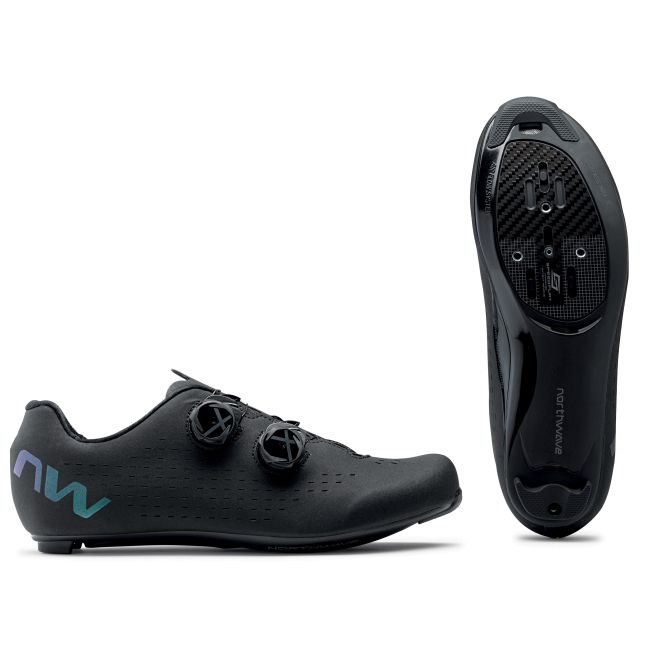 Northwave Revolution 3 - pantofi pentru ciclism sosea - negru logo albastru irizat