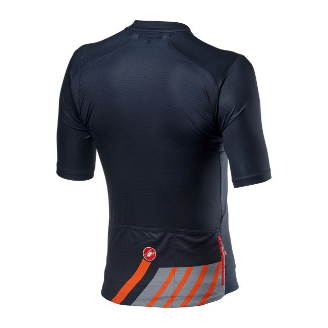 Castelli - tricou pentru ciclism cu maneca scurta Hors Categorie Jersey - albastru savile gri portocaliu