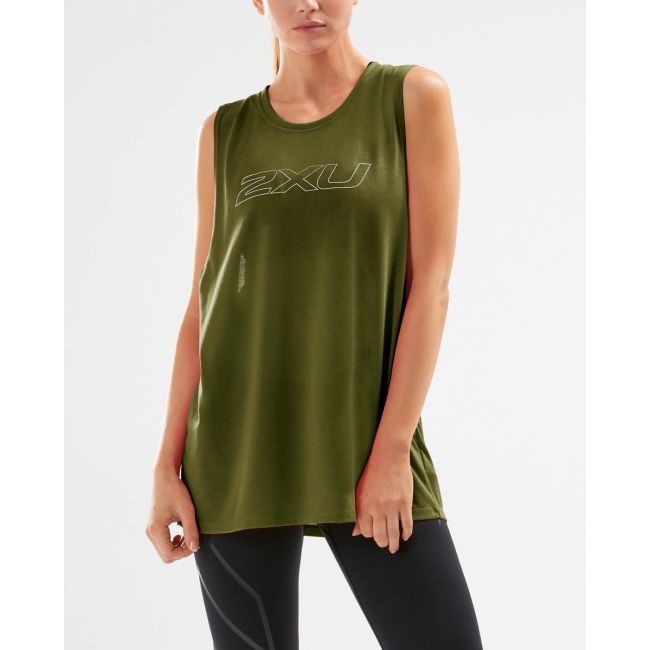 2XU - tricou urban fara maneci pentru femei Urban Graphic Tank - verde army