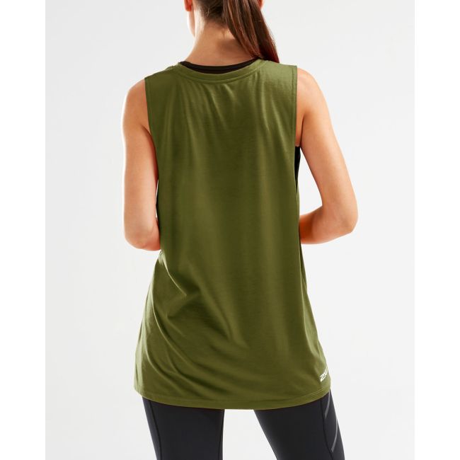 2XU - tricou urban fara maneci pentru femei Urban Graphic Tank - verde army