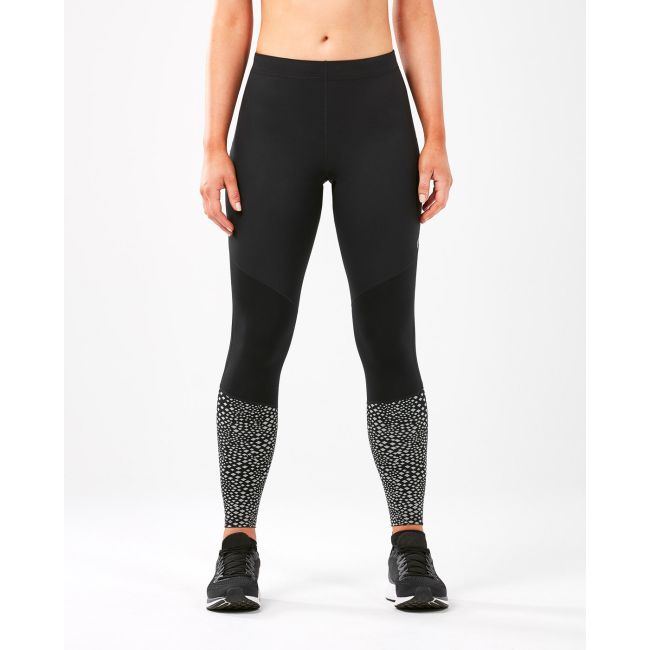 2XU - colanti de compresie pentru femei material windstopper Wind Defence Comp Tights - negru cu elemente reflectorizante