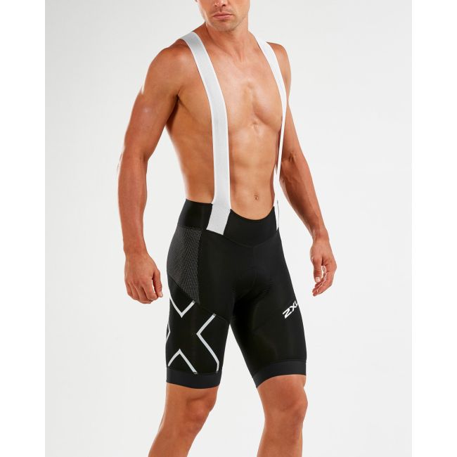 2XU - pantaloni scurti ciclism Bib shorts Compression Cycle SteelX bibs - negru alb