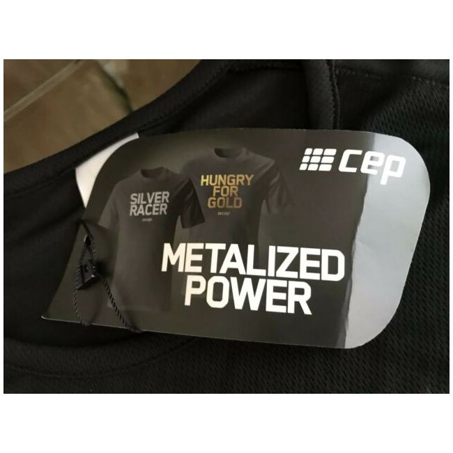 CEP Tricou alergare  femei Brand metalized Run shirt - negru auriu