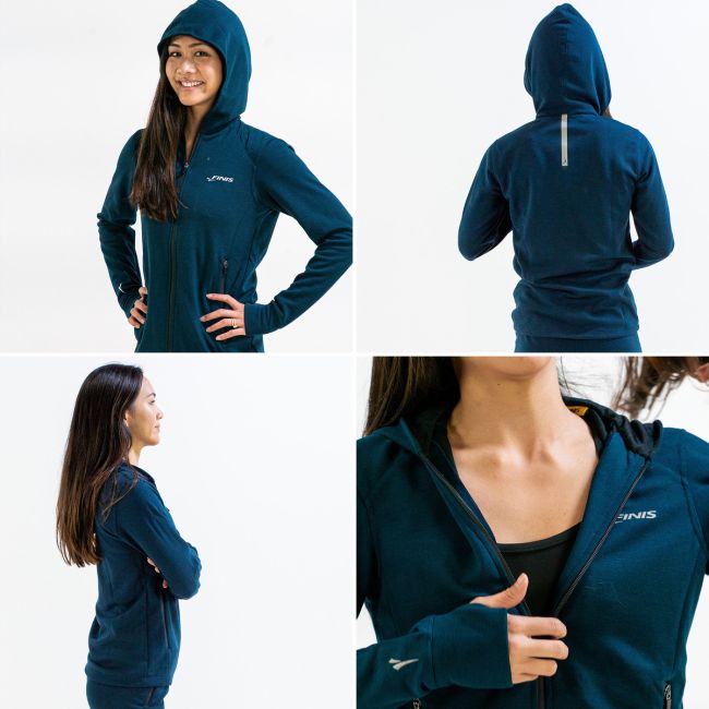 Finis - Hanorac tehnic cu fermoar pentru femei Tech Jacket - albastru inchis