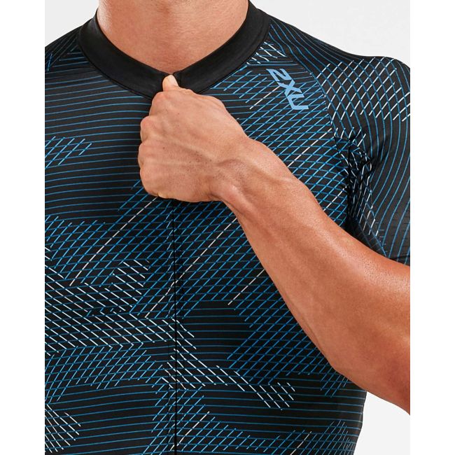 2XU - Aero Cycle Jersey - Tricou ciclism - albastru camuflaj