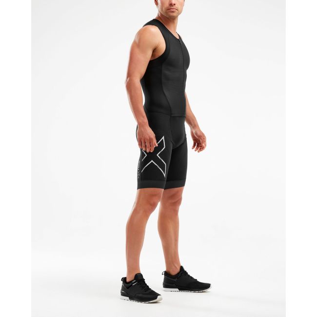 2XU - Costum triathlon barbati Compression Full Zip sleeveless Trisuit - negru