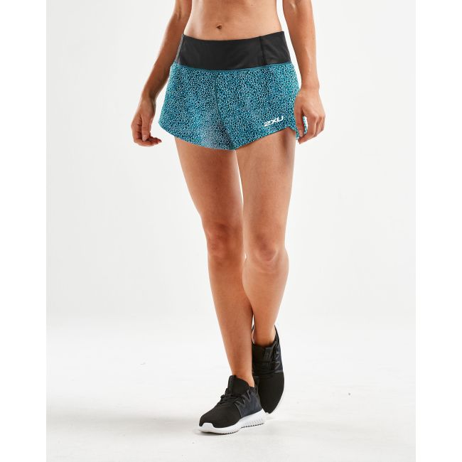 2XU - Short alergare XVENT Free Short 3" W - Rain Spot- Ocean Teal