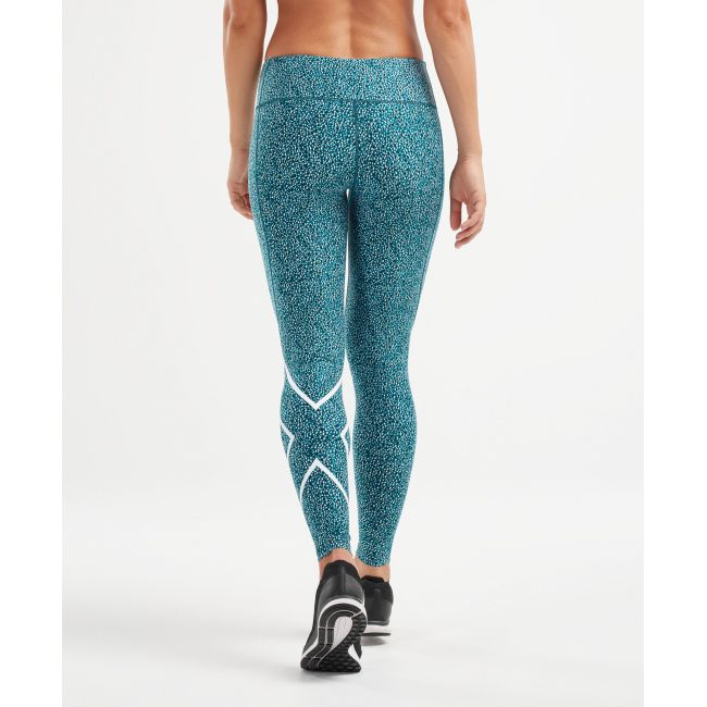 2XU Colanti compresie Print talie medie W - albastru-alb