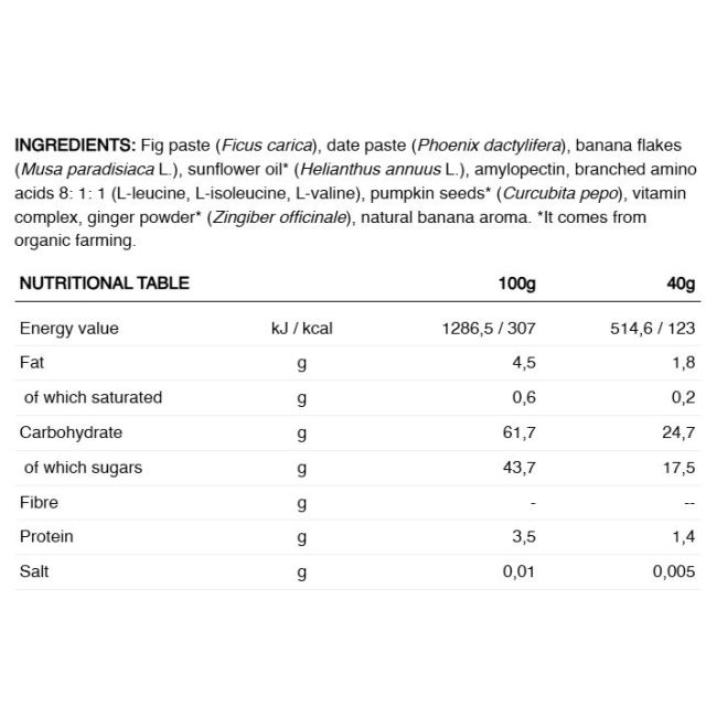 226ers - baton energie - Race Day Bar BCAA Vegan - banana | ghimbir - 40gr