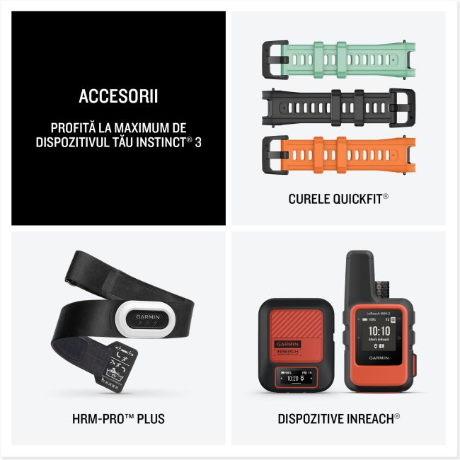 Garmin INSTINCT 3 - 45 mm AMOLED negru - smartwatch robust cu GPS
