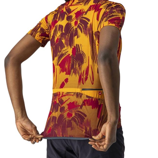 Castelli - tricou ciclism pentru femei, maneca scurta Unlimited Sentiero jersey - portocaliu visiniu barbaresco