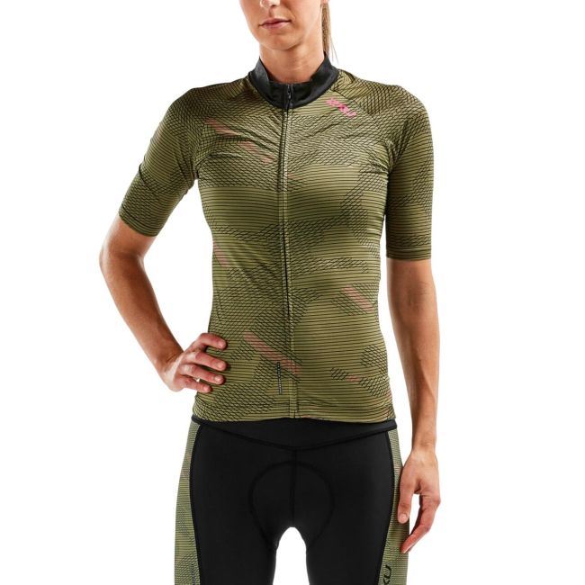 2XU - Tricou pentru ciclism pentru femei - Aero Cycle Jersey - verde camuflaj