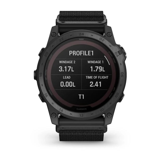 Garmin - Tactix 7 PRO Ballistics Sapphire Solar ceas multisport cu GPS - ramă neagră Titanium DLC și curea din silicon neagră + nailon