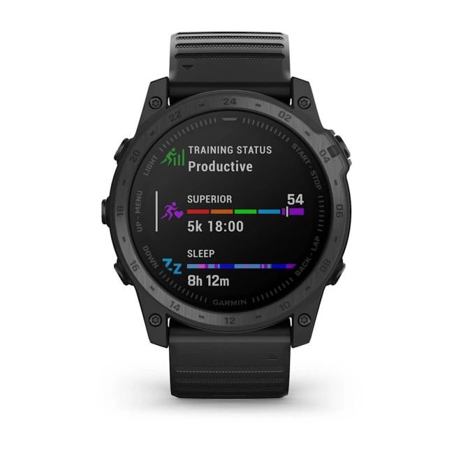 Garmin - Tactix 7 Sapphire ceas multisport cu GPS - ramă neagră Titanium DLC și curea din silicon neagră