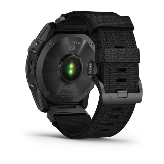 Garmin - Tactix 7 PRO Ballistics Sapphire Solar ceas multisport cu GPS - ramă neagră Titanium DLC și curea din silicon neagră + nailon