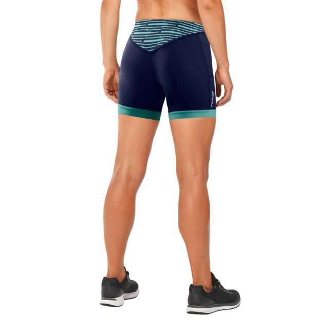 2XU - Pantaloni sport pentru femei - Tri Short Active W - negru turcoaz