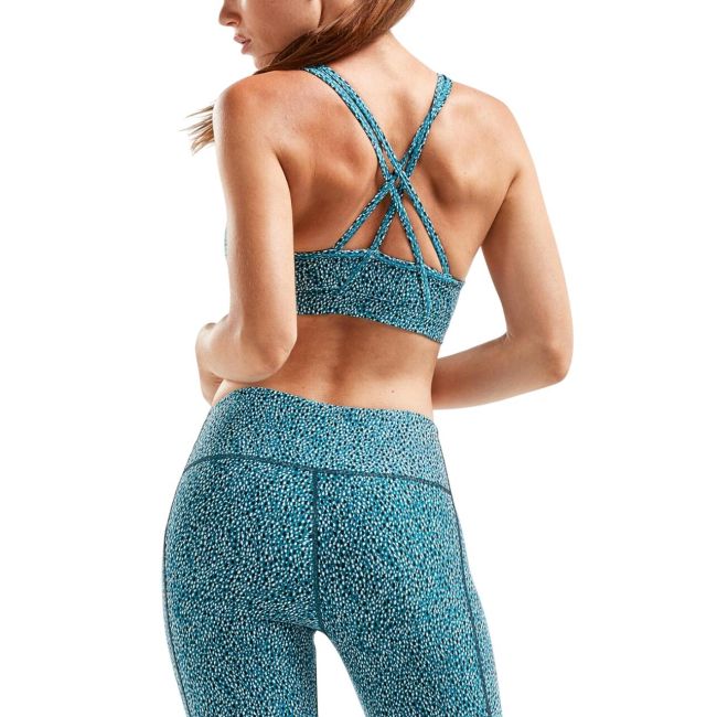 2XU - Bustiera sport pentru femei - XVENT Strappy Back Crop Rain Spot - albastru ocean