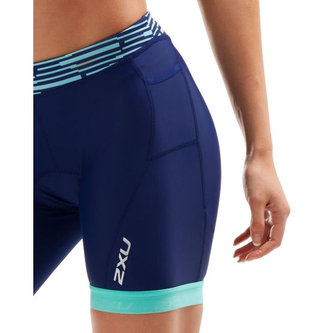 2XU - Pantaloni sport pentru femei - Tri Short Active W - negru turcoaz