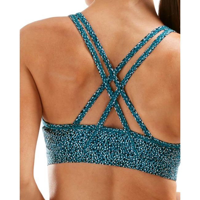 2XU - Bustiera sport pentru femei - XVENT Strappy Back Crop Rain Spot - albastru ocean