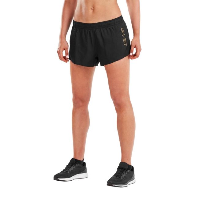 2XU - Pantaloni scurti de alergare pentru femei GHST 3" Stretch Woven Short - negru auriu
