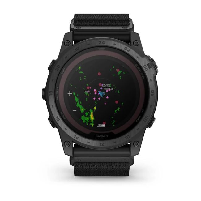 Garmin - Tactix 7 PRO Ballistics Sapphire Solar ceas multisport cu GPS - ramă neagră Titanium DLC și curea din silicon neagră + nailon