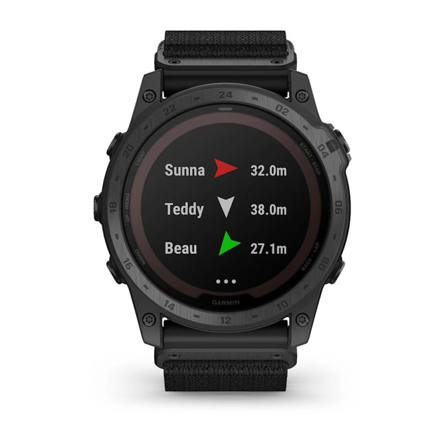 Garmin - Tactix 7 PRO Ballistics Sapphire Solar ceas multisport cu GPS - ramă neagră Titanium DLC și curea din silicon neagră + nailon