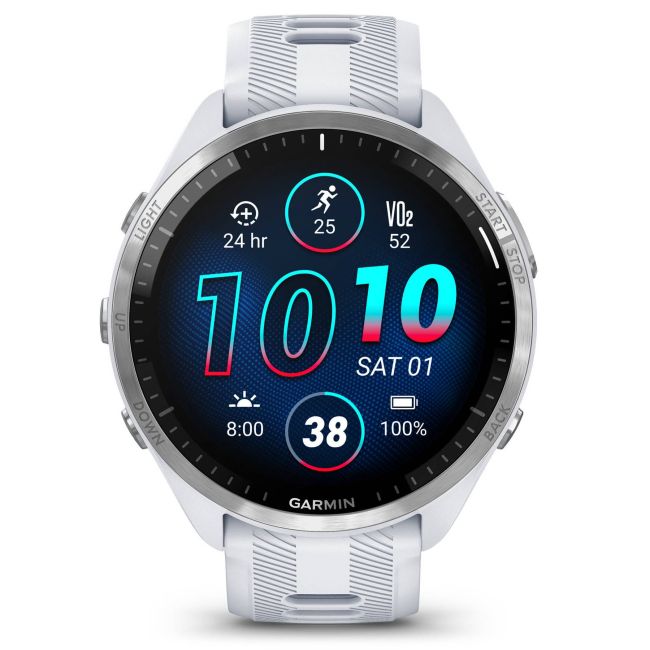 Garmin Forerunner 965 ceas multisport GPS AMOLED - argintiu titan curea albă