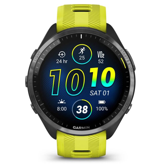Garmin Forerunner 965 ceas multisport GPS AMOLED - gri titan DLC curea galbenă